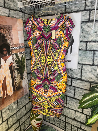 NEW Beige by ECI Colorful Print Dress Women sz 6