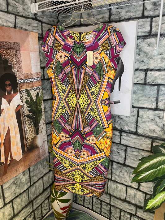 NEW Beige by ECI Colorful Print Dress Women sz 6