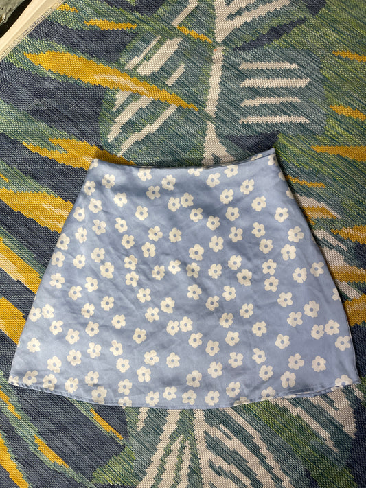 Blue White Floral Skirt Women sz XS