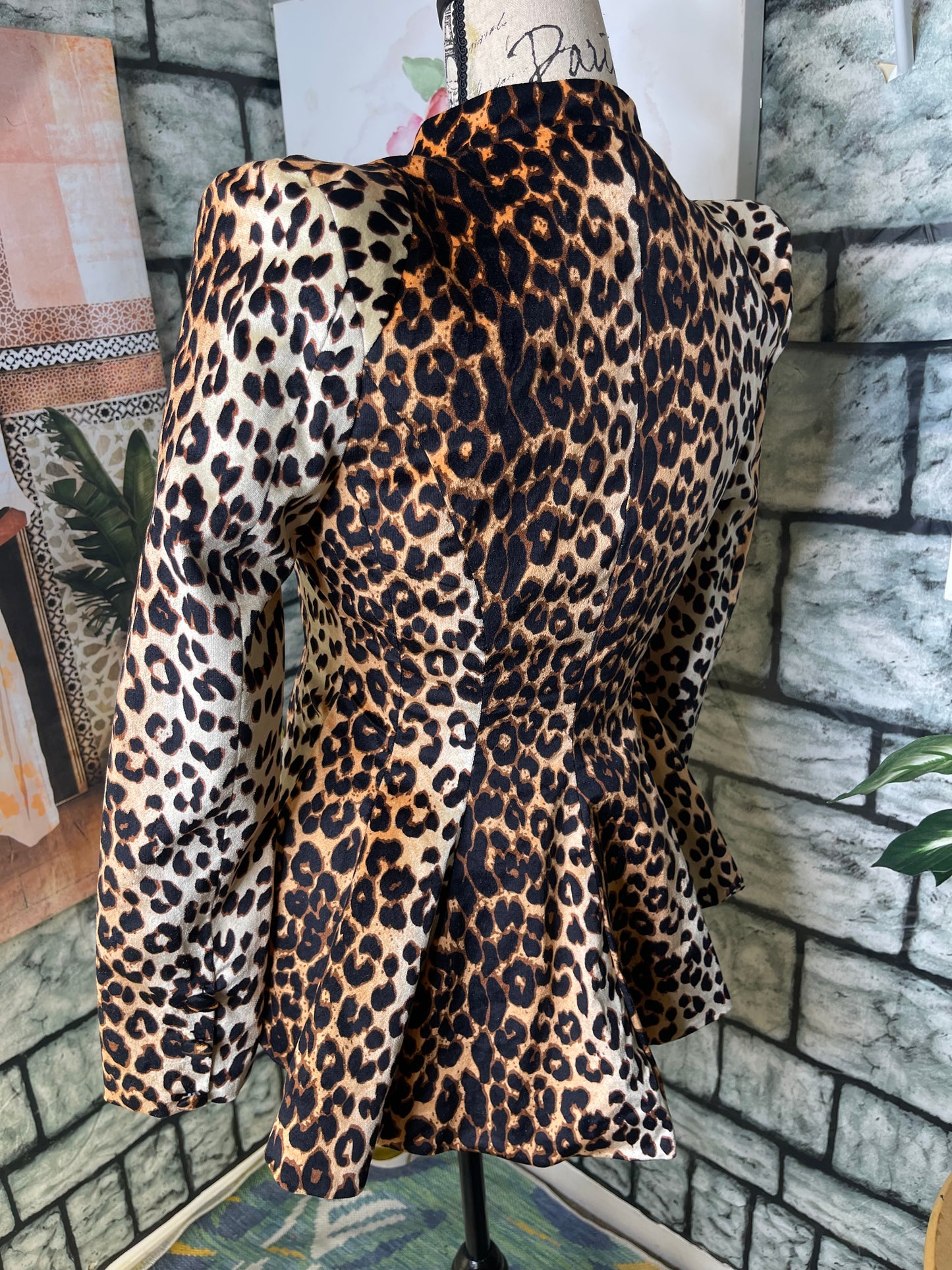 Beulah Brown Black Print Blazer Women sz Small