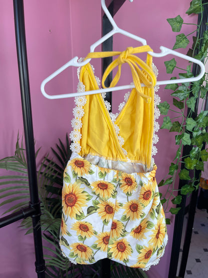 Yellow Floral Romper Girls sz 12-18M