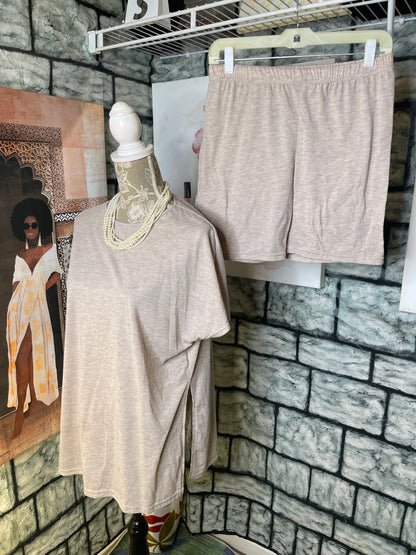 Shein Tan 2 piece Pants Set Women sz large