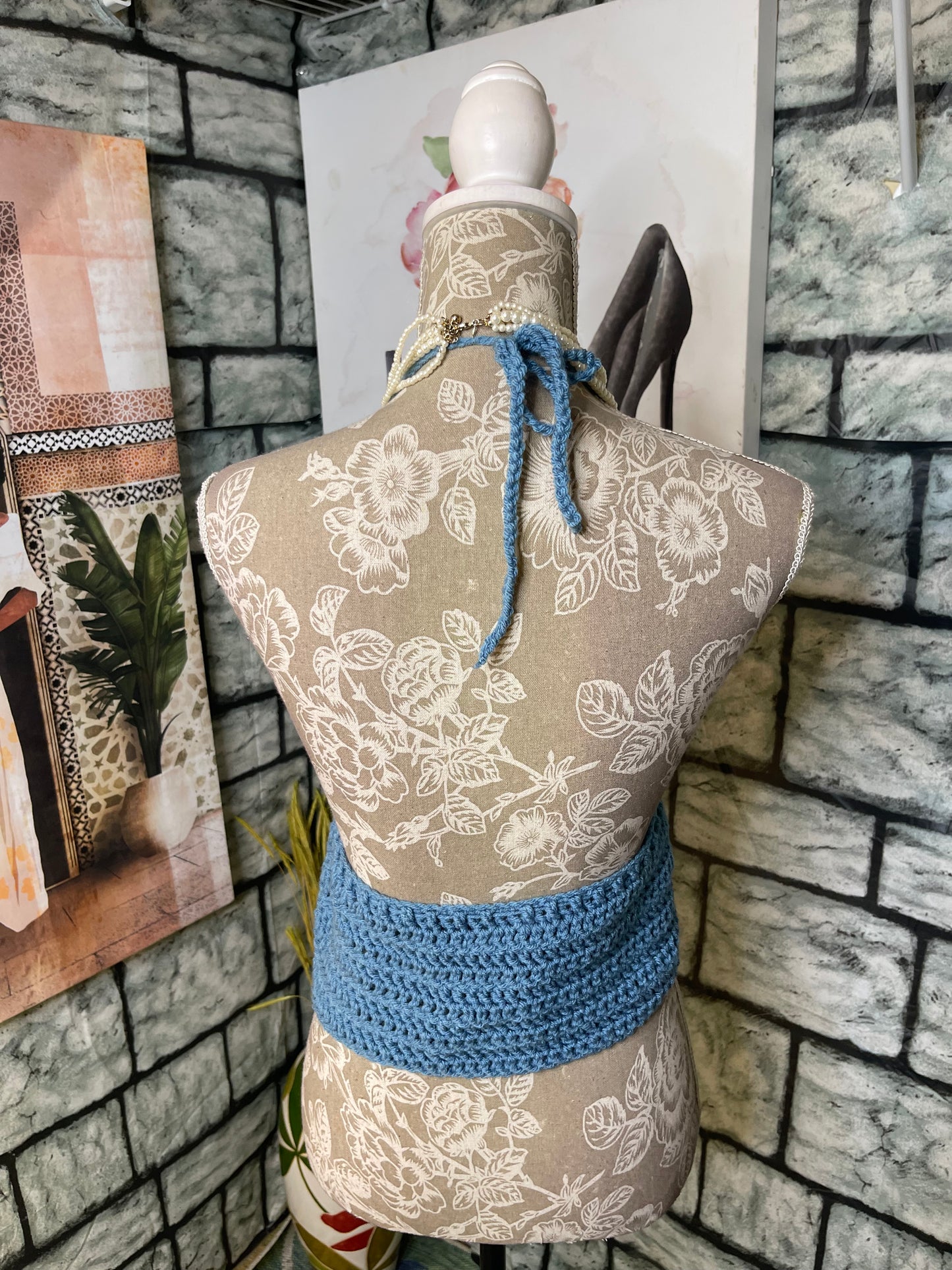 Blue Crop Top Women sz Small / Medium