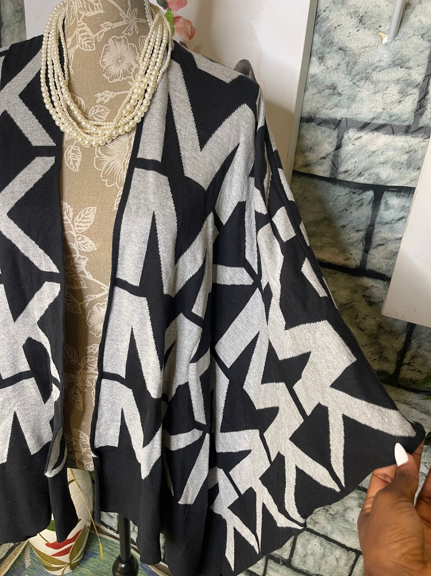 Michael Kors Black Gray Cover Duster Women sz Small / Medium