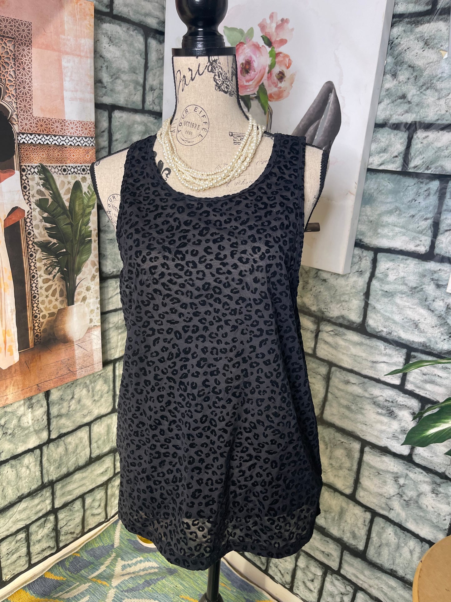 Zyia Black Print Top Women sz XL