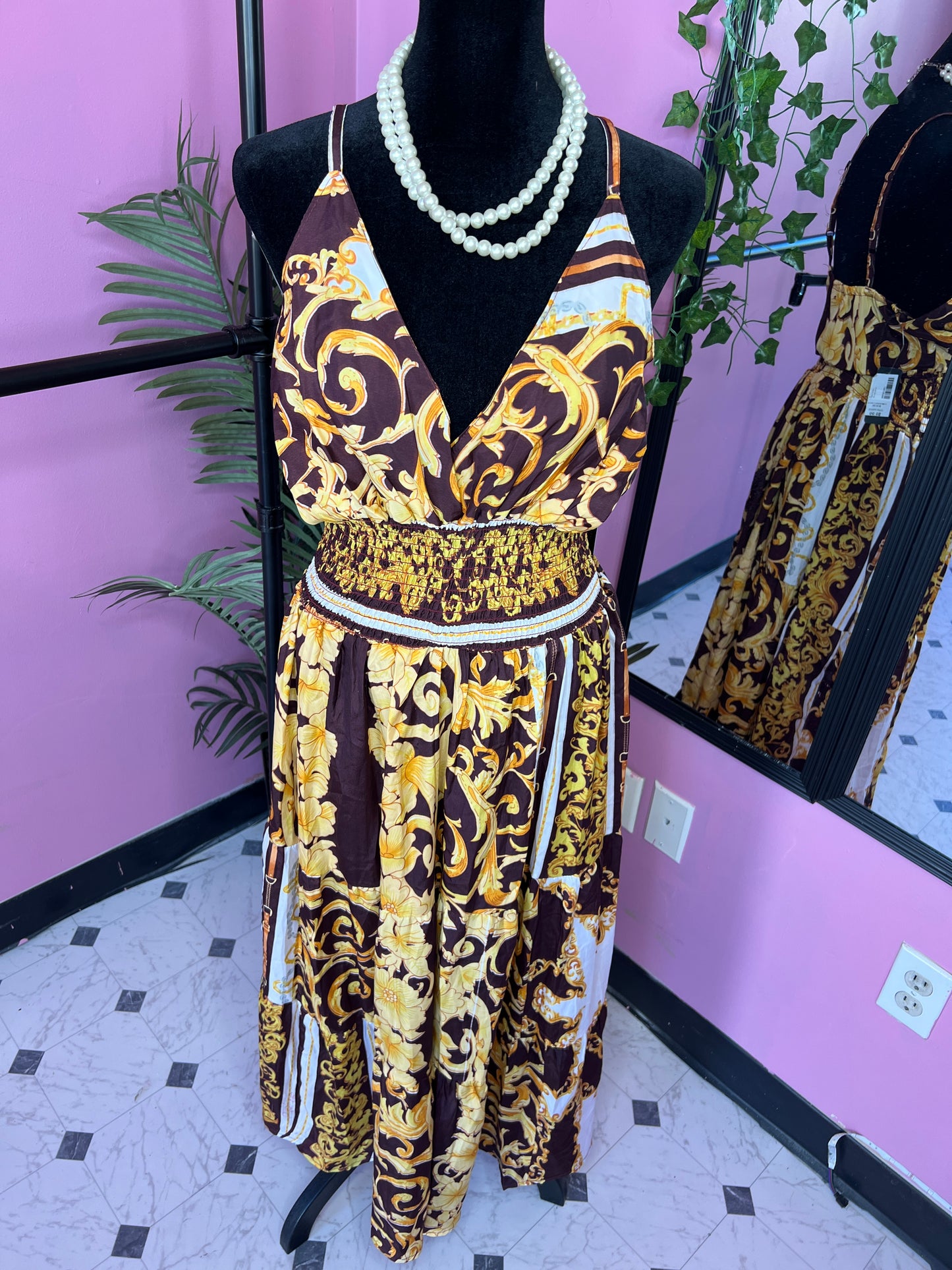 NEW Ana & Rose Brown Yellow Dress Women sz 2XL