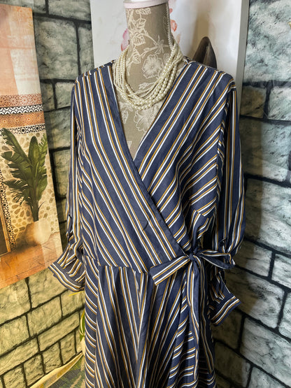 Mlle Gabrielle Blue Yellow Dress Women sz 3XL