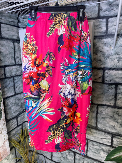 Shein Pink Tropical Skirt Women sz Small