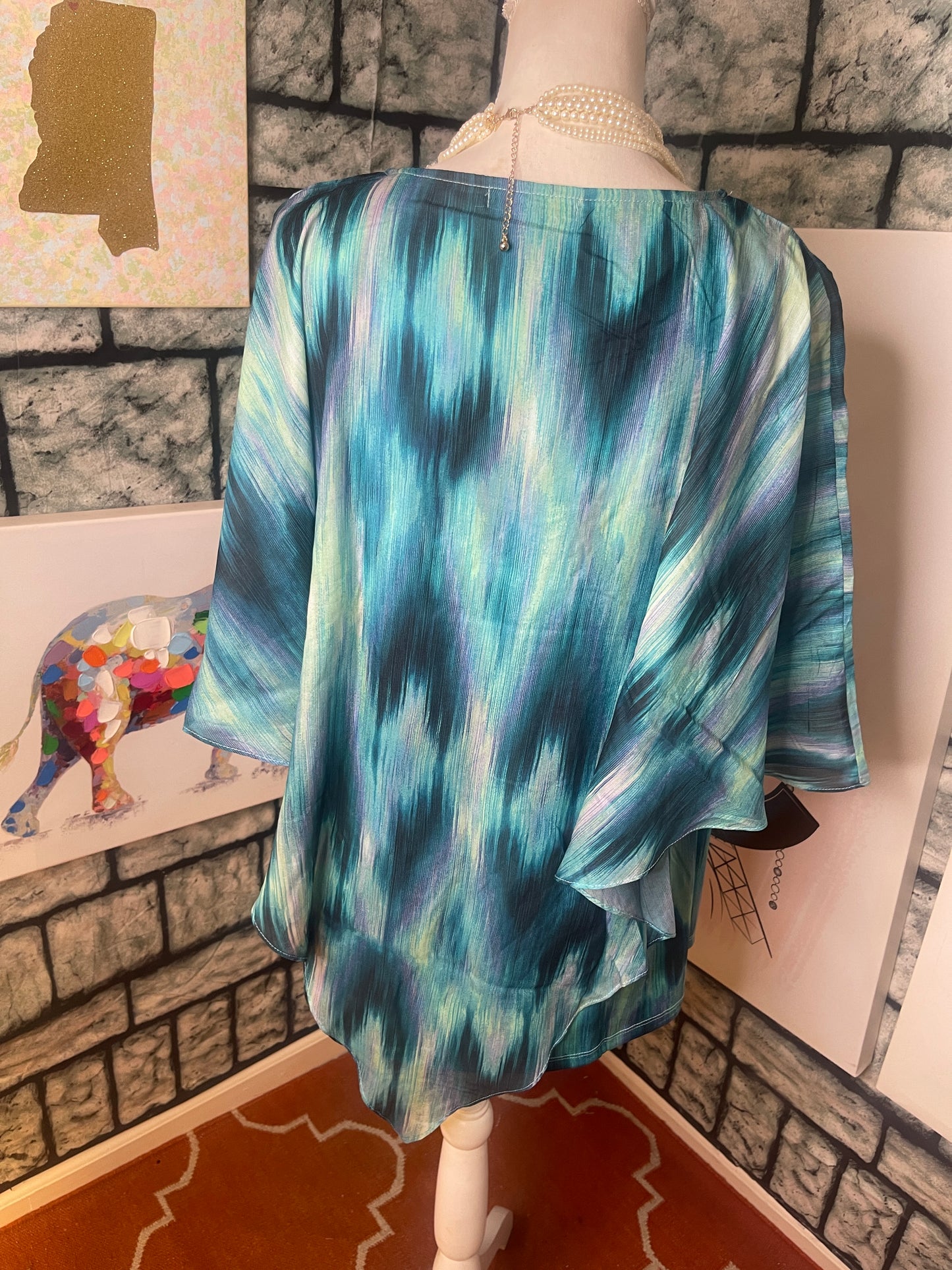 Indigo Soul Blue Blouse Women sz Medium