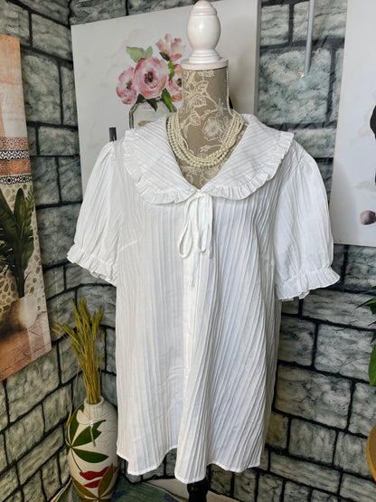 Shein White Button Blouse Women sz 3XL