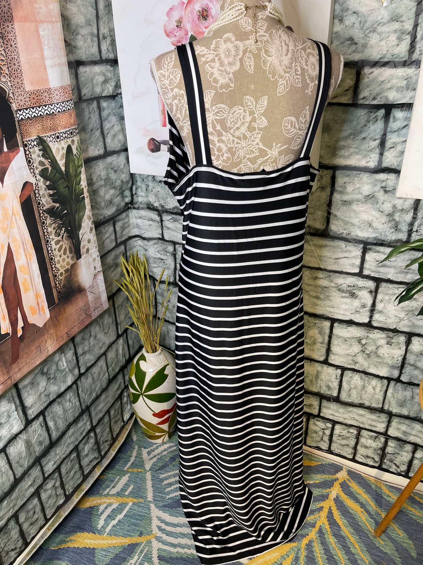 Metaphor Black White Dress Women sz XL