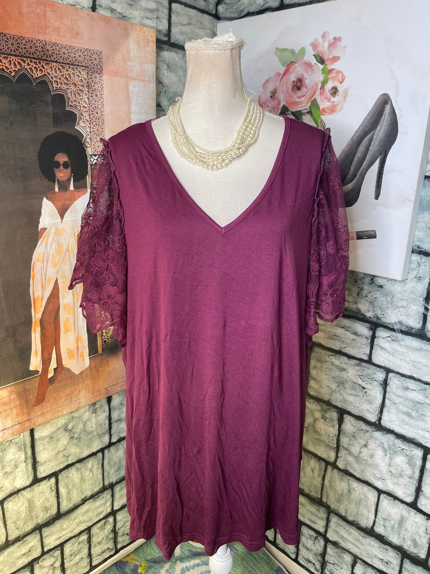 NEW Bloomchic Burgundy Blouse Women sz 18/20