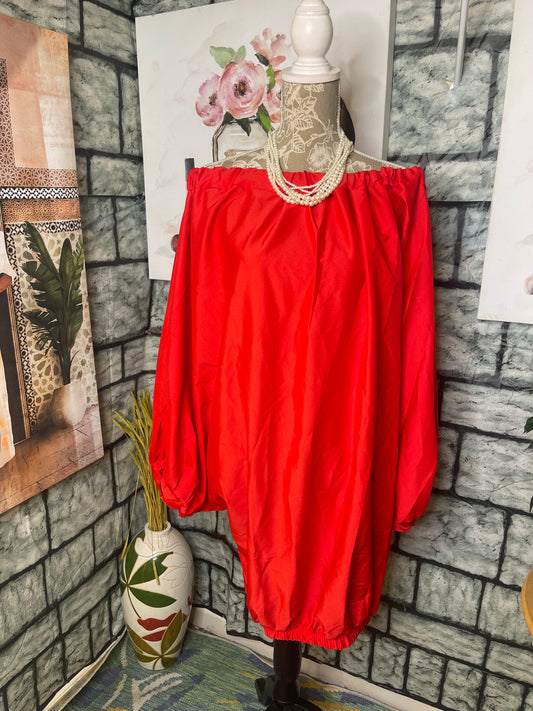 Red Oversize Blouse / Dress Women sz Small