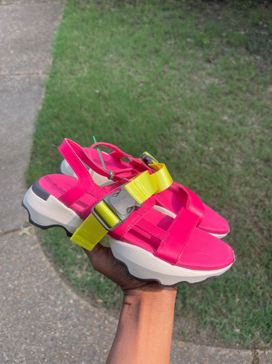 Sorel Pink Yellow Sandals Women sz 5.5