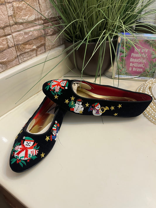 Moosties Tootsies Vintage Christmas Flats Women sz 8