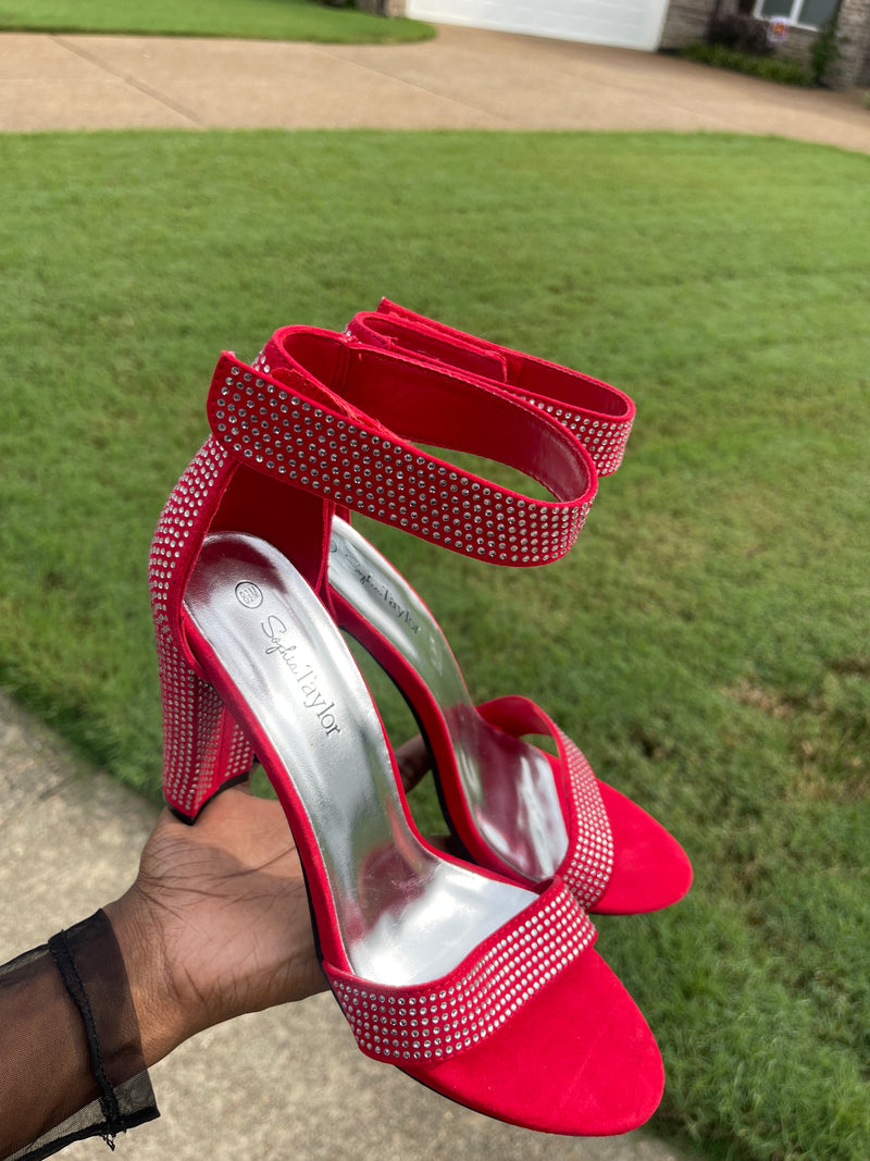 Sophia Taylor red bling heels women sz 8.5