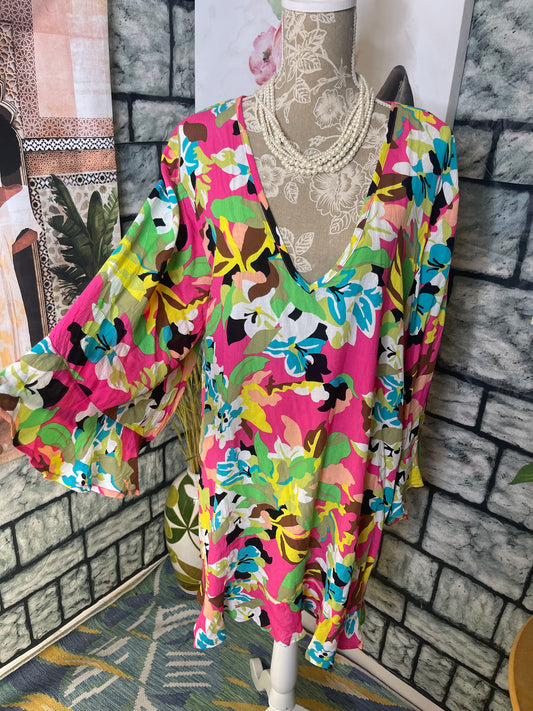 NEW Anne Cole Colorful Floral Dress Women sz Large / XL