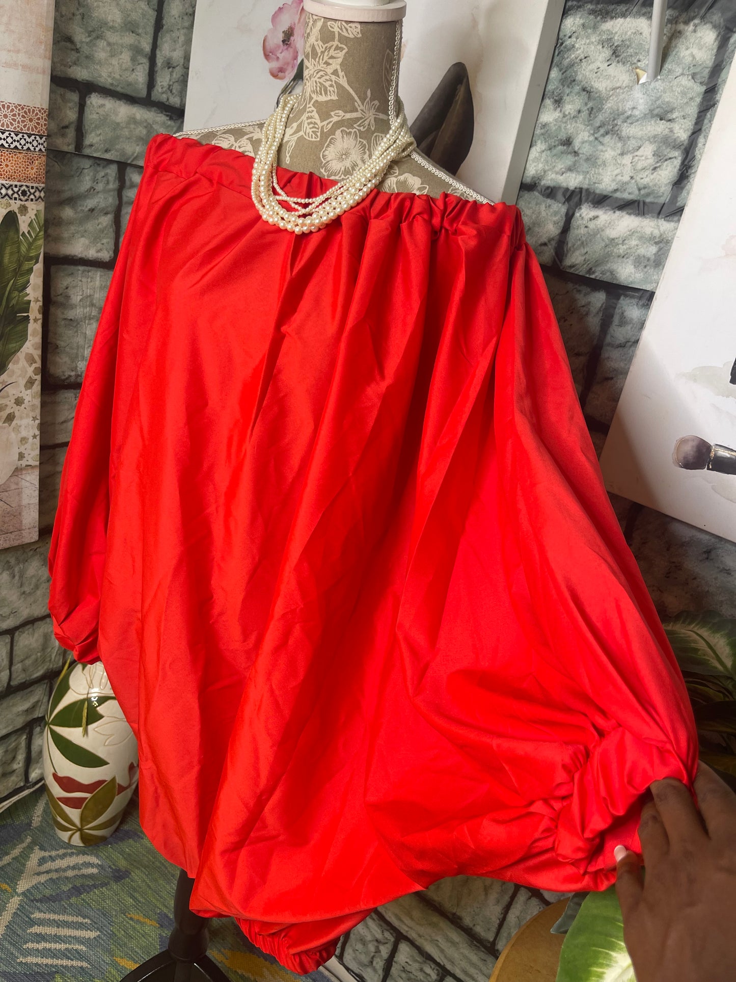 Red Oversize Blouse / Dress Women sz Small