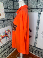 Orange Button Blouse Women sz XL