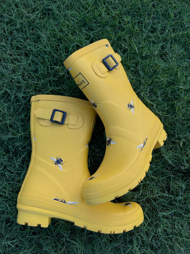 Joules yellow rain boots women sz 7