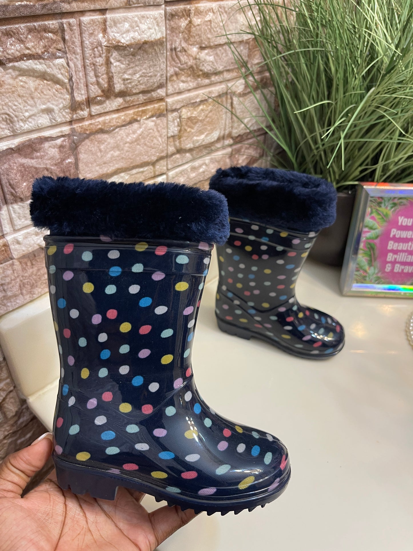 Carter's Blue Polka Dot Rainboots Girls Toddler sz 6