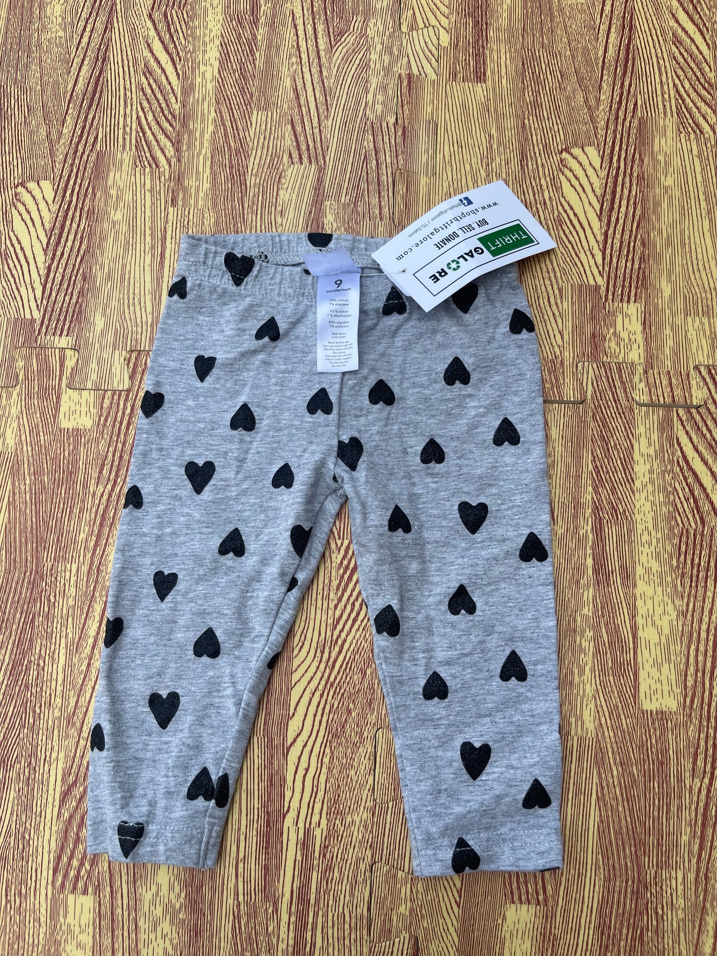 Carter's Gray Heart Tights Girls sz 9M