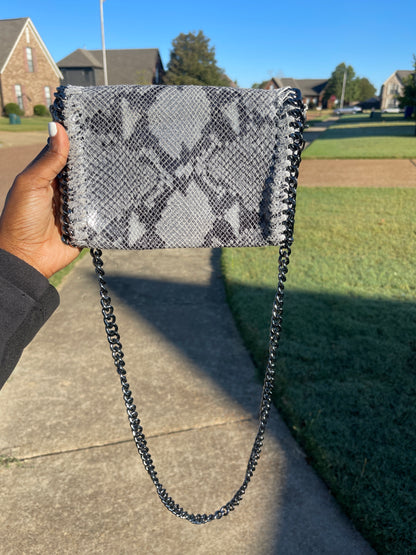 Sofia Gray Animal Print Chain Crossbody