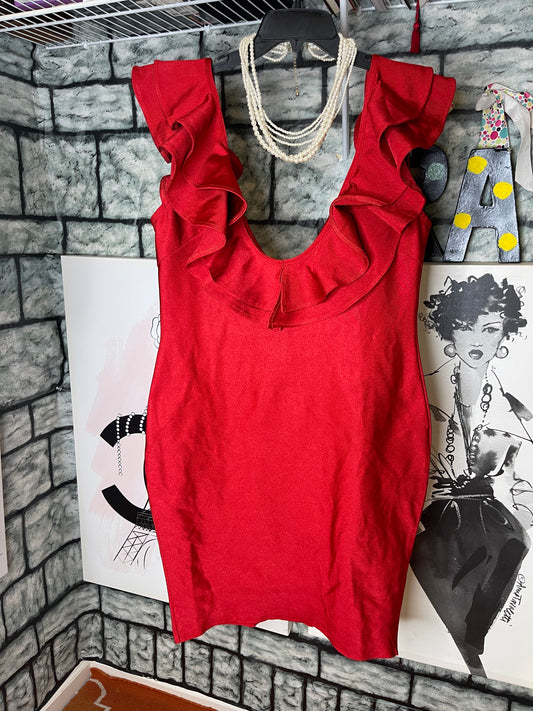 NEW Petal Dew Red Ruffle Dress Women sz 1XL