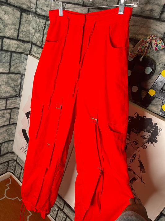 Nasty Gal Red Cargo Pants Women sz 6