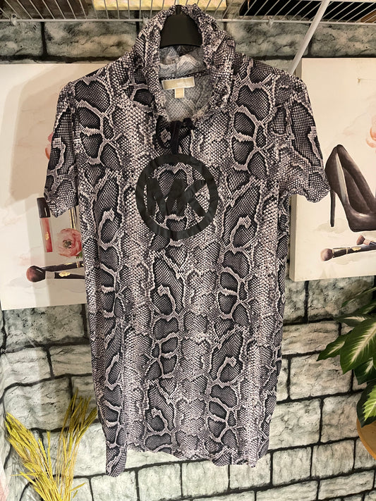 Michael Kors Gray Black Print Dress Women sz Large