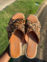 J/Slides Brown animal print sandals women sz 8.5