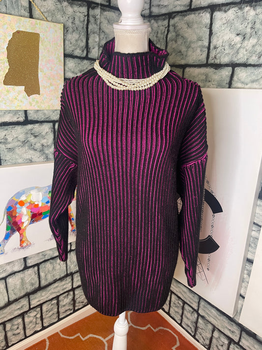 Nasty Gal Black Purple Sweater Women sz Small