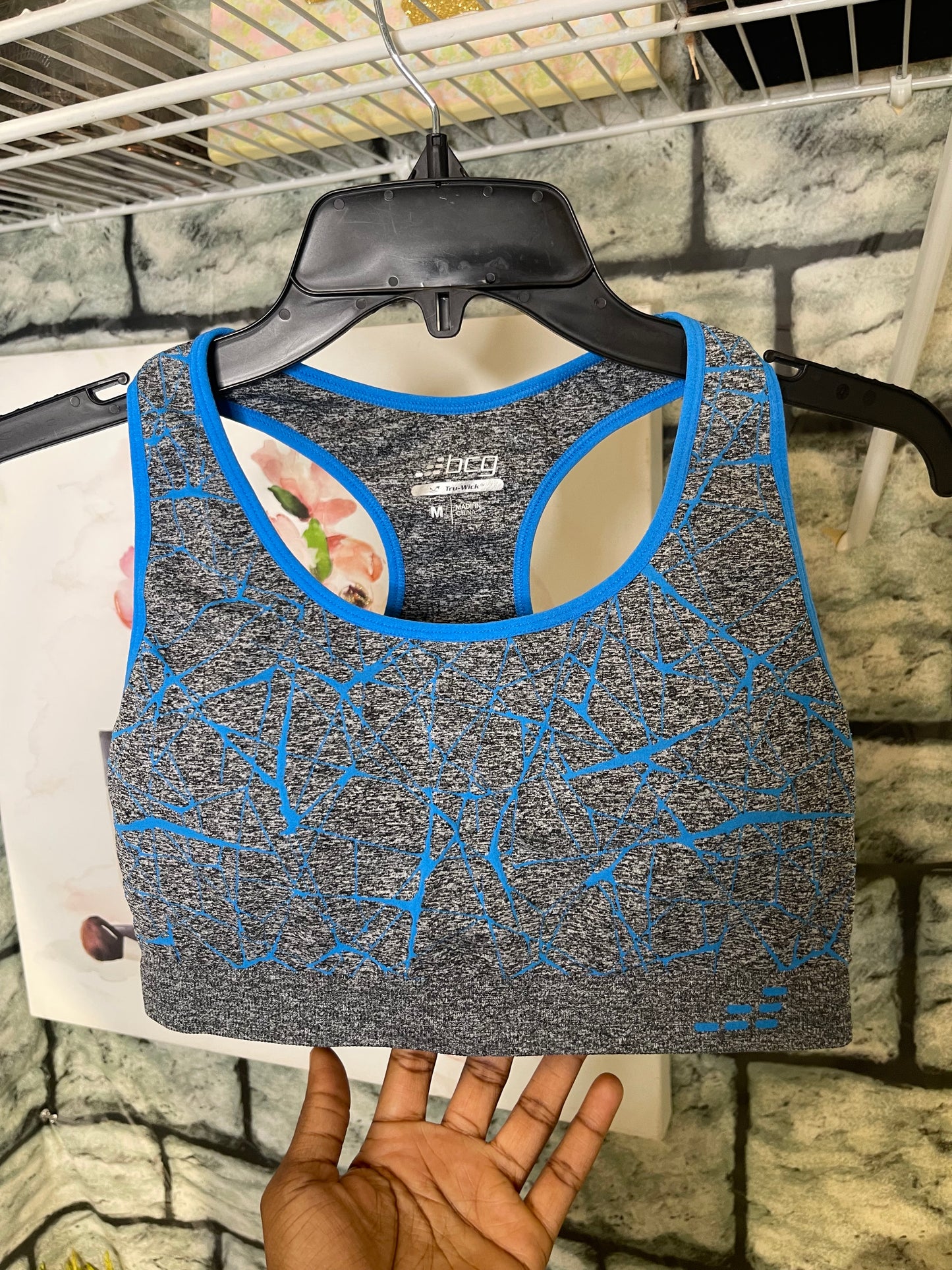 BCG Gray Blue Sports Bra Women sz Medium