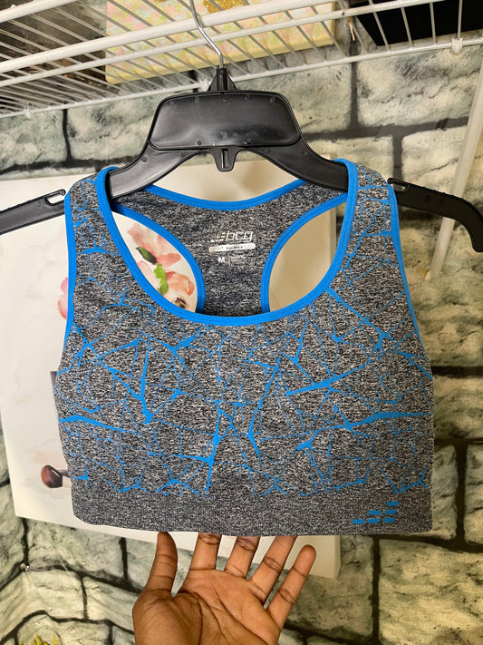 BCG Gray Blue Sports Bra Women sz Medium