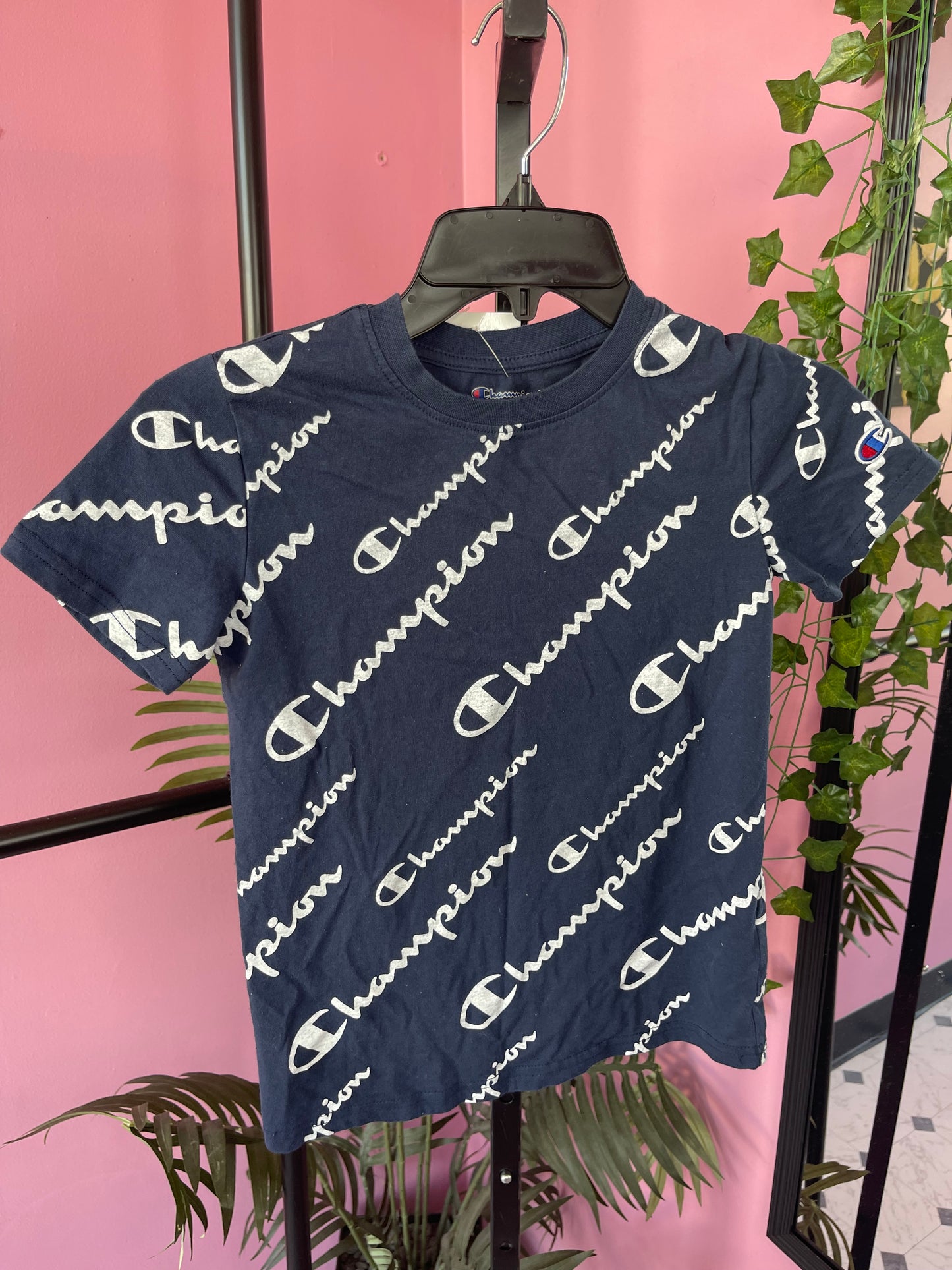 Champion Blue Print Shirt Boys sz Small