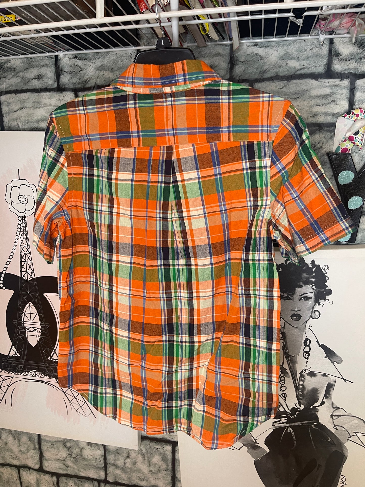 Ralph Lauren Orange Button Shirt Boys sz Large 14/16