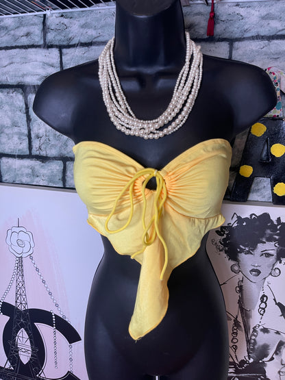 Shein Yellow Crop Top Women sz XS