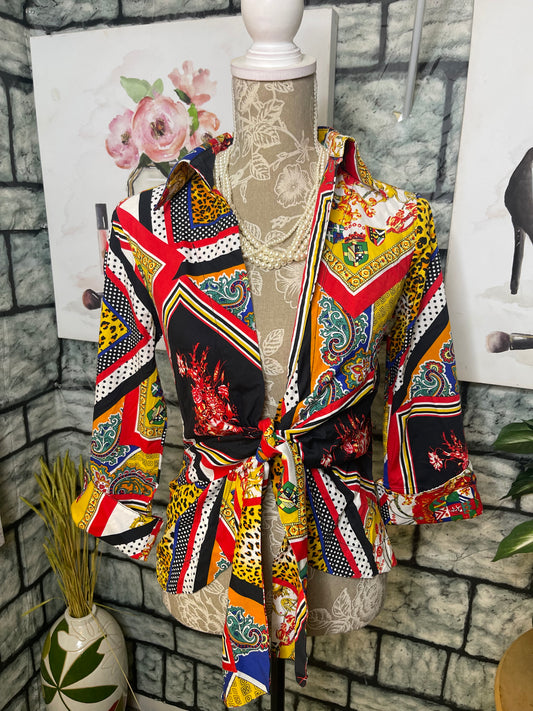Mishca Colorful Blouse Women sz Small