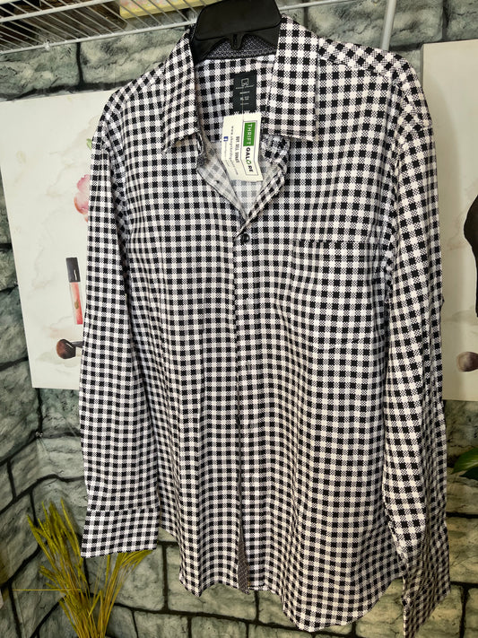 Michael Strahan Black White Button Shirt Men sz XL