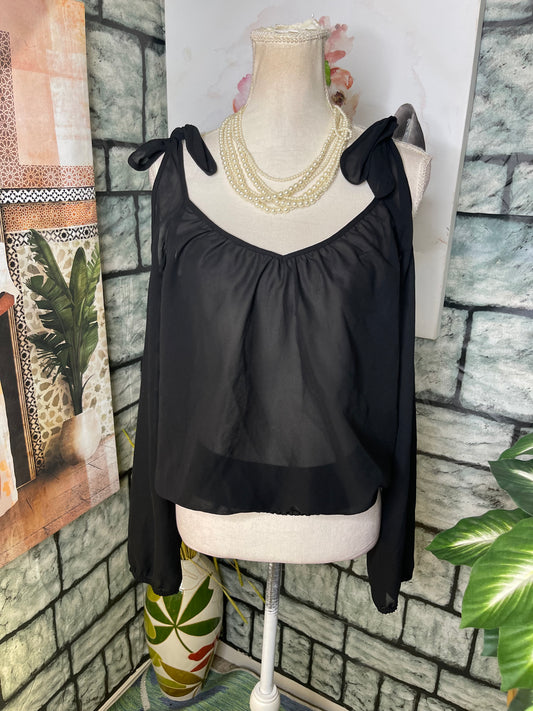 Miss Tia Black Blouse Women sz Medium