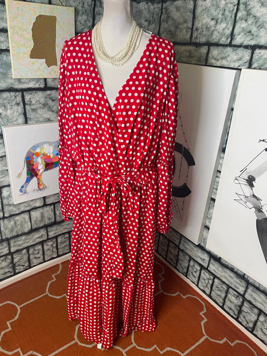 NEW Ashley Stewart red polka dot dress women sz 26