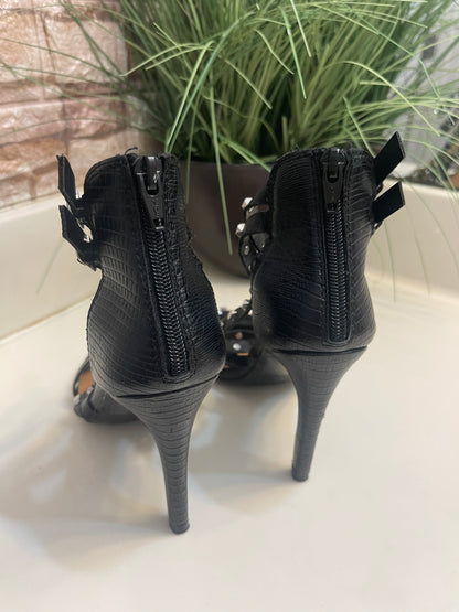 Black Silver Heels Women sz 7.5