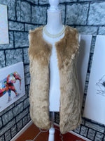 B sharp brown fur vest women sz small