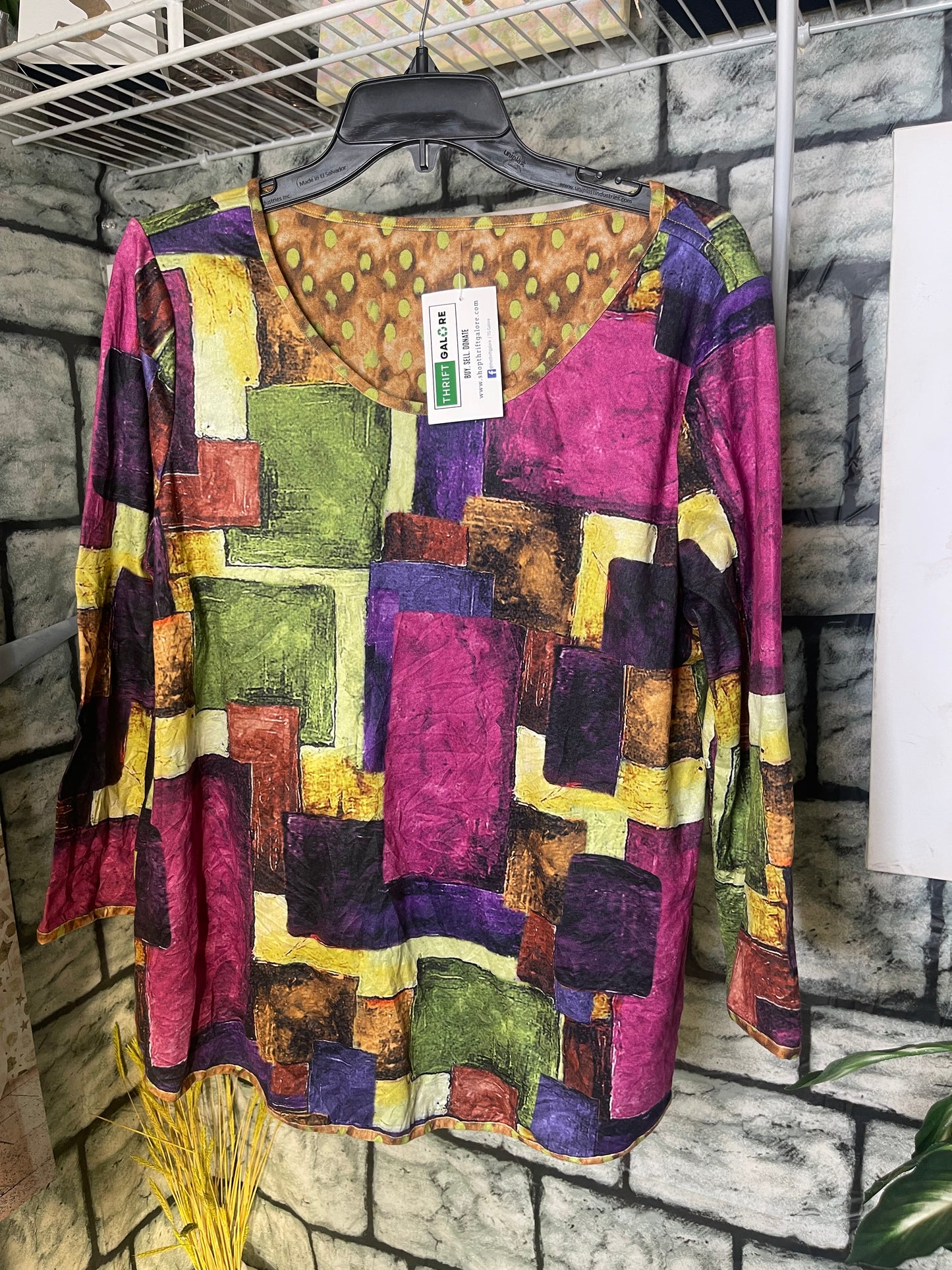 Dark Color Print Blouse Women sz 1XL