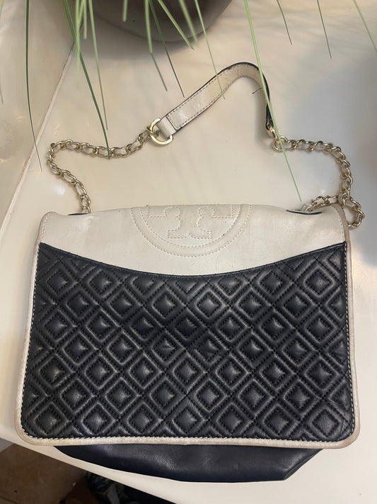 Tory Burch Black White Handbag (has some wear)