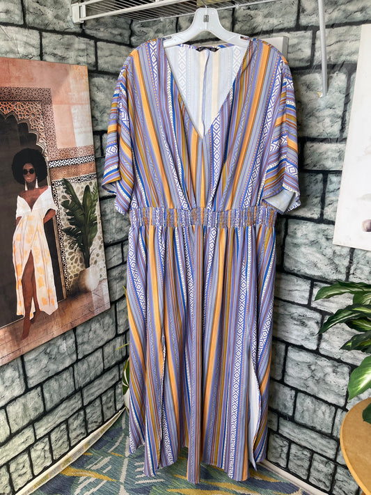 Bloomchic Blue Yellow Dress Women sz 22/24