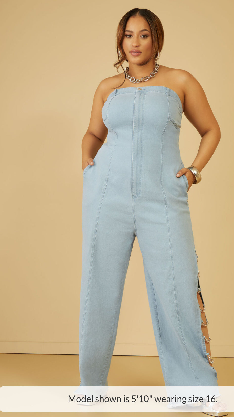 NEW Ashley Stewart Blue Denum Jumpsuit Women sz 20