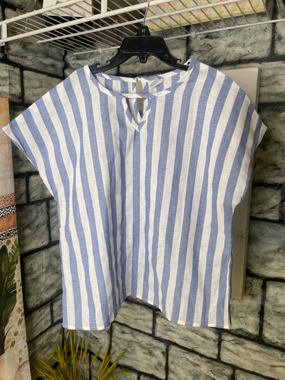 Shein Blue White Blouse Girls sz 12-13Y