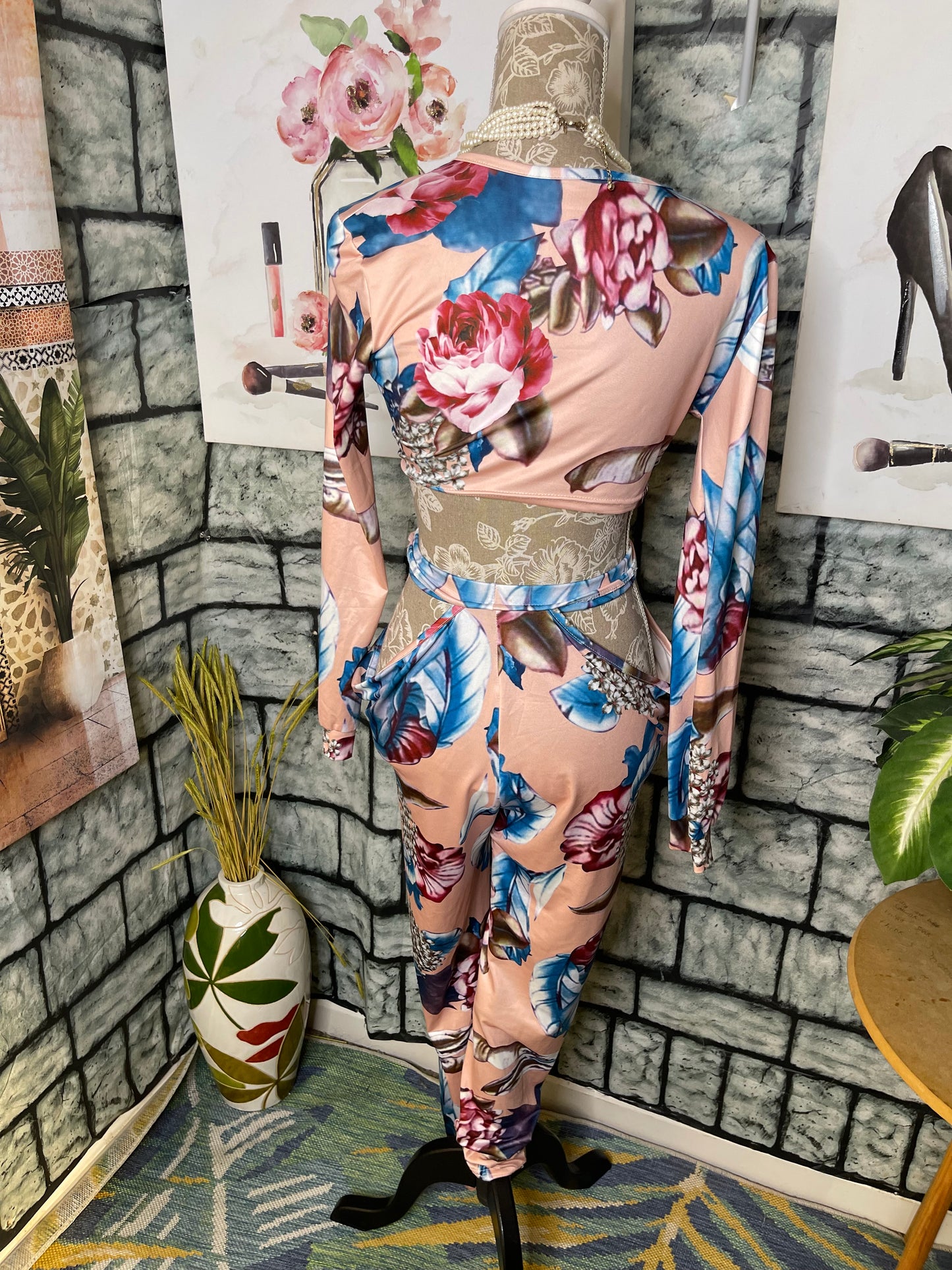 Pink Blue Jumpsuit Women sz Small