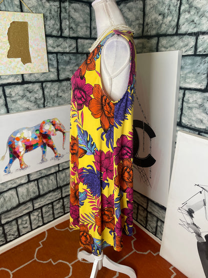 MSK Yellow Floral Dress Women sz Large